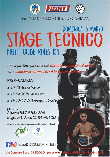 STAGE TECNICO CON IL CAMPIONE EUROPEO SALVO CASTRO – DOMENICA 3 MARZO – EDOLO
