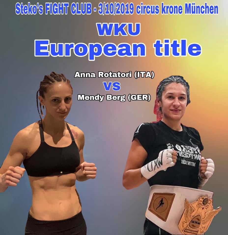 ANNA ROTATORI COMBATTE ALLO STEKO’S FIGHT CLUB GIOVEDI 3 OTTOBRE PER IL TITOLO WKU