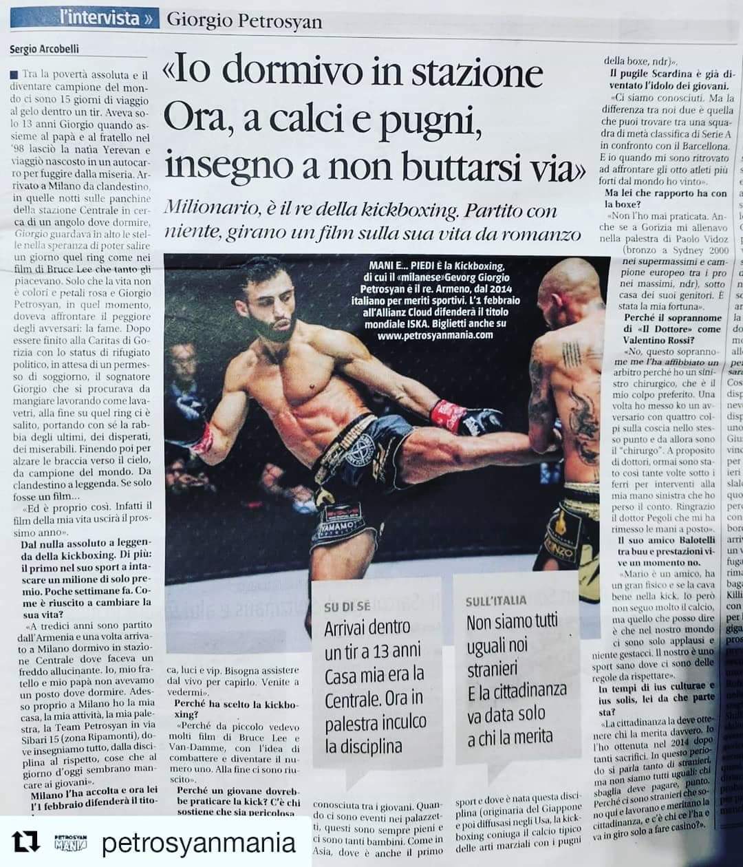 GIORGIO PETROSYAN SU “IL GIORNALE”