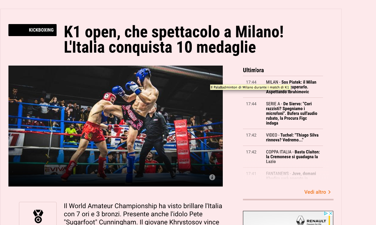 SPETTACOLO A MILANO! ANCHE LA GAZZETTA CELEBRA IL K1 TARGATO MILANO E FIGHT1.