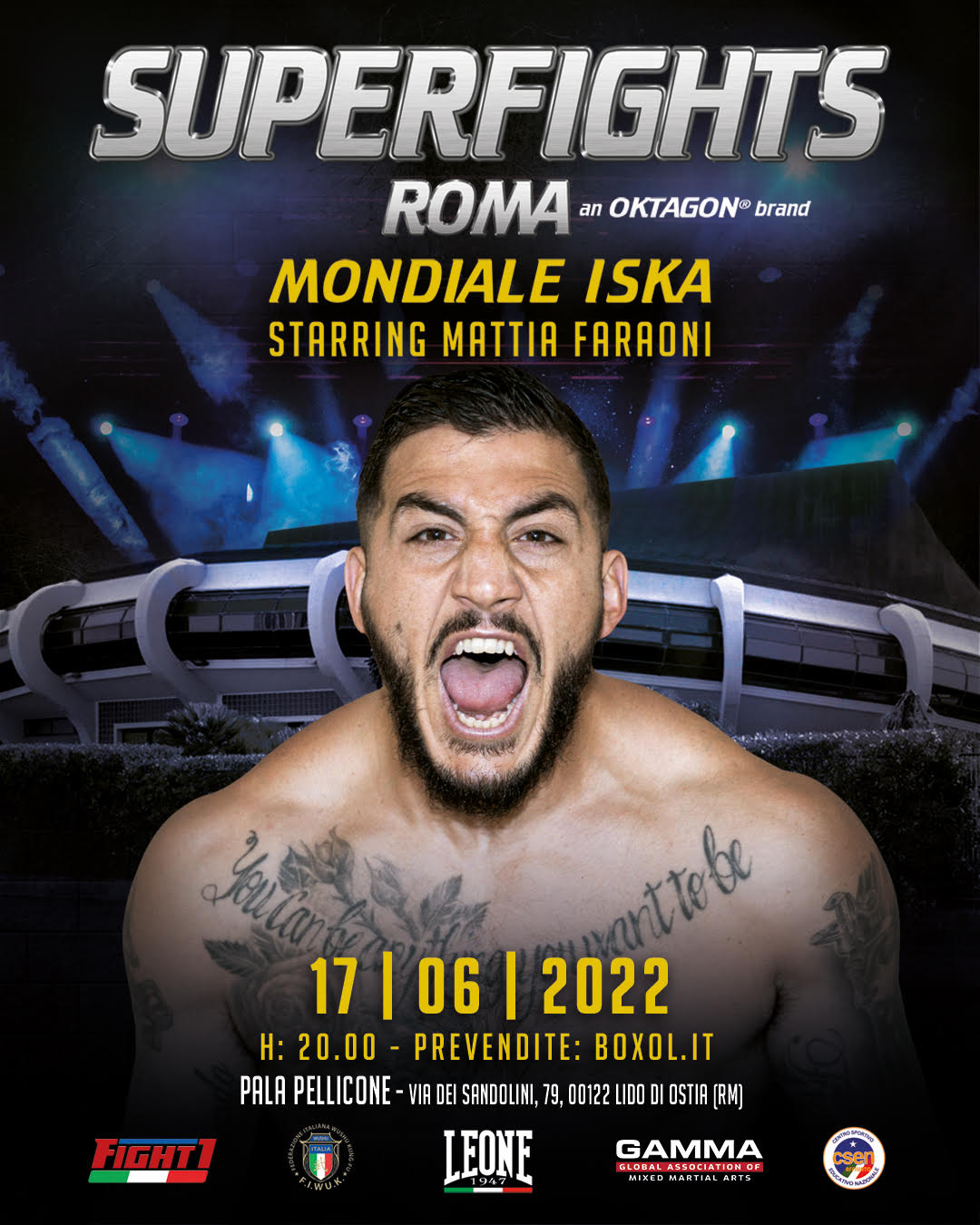TORNA SUPERFIGHTS ROMA: AL PALA PELLICONE IL MONDIALE ISKA DI MATTIA FARAONI.