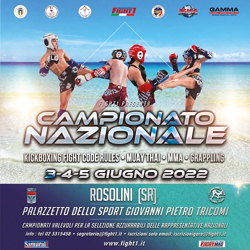 ECCO LA MODULISTICA DEL CAMPIONATO NAZIONALE FIGHT1 A ROSOLINI IL 3-4-5 GIUGNO 2022