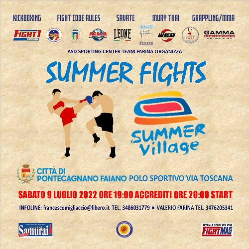 SUMMER FIGHTS SABATO 9 LUGLIO A PONTECAGNANO FAIANO  SA