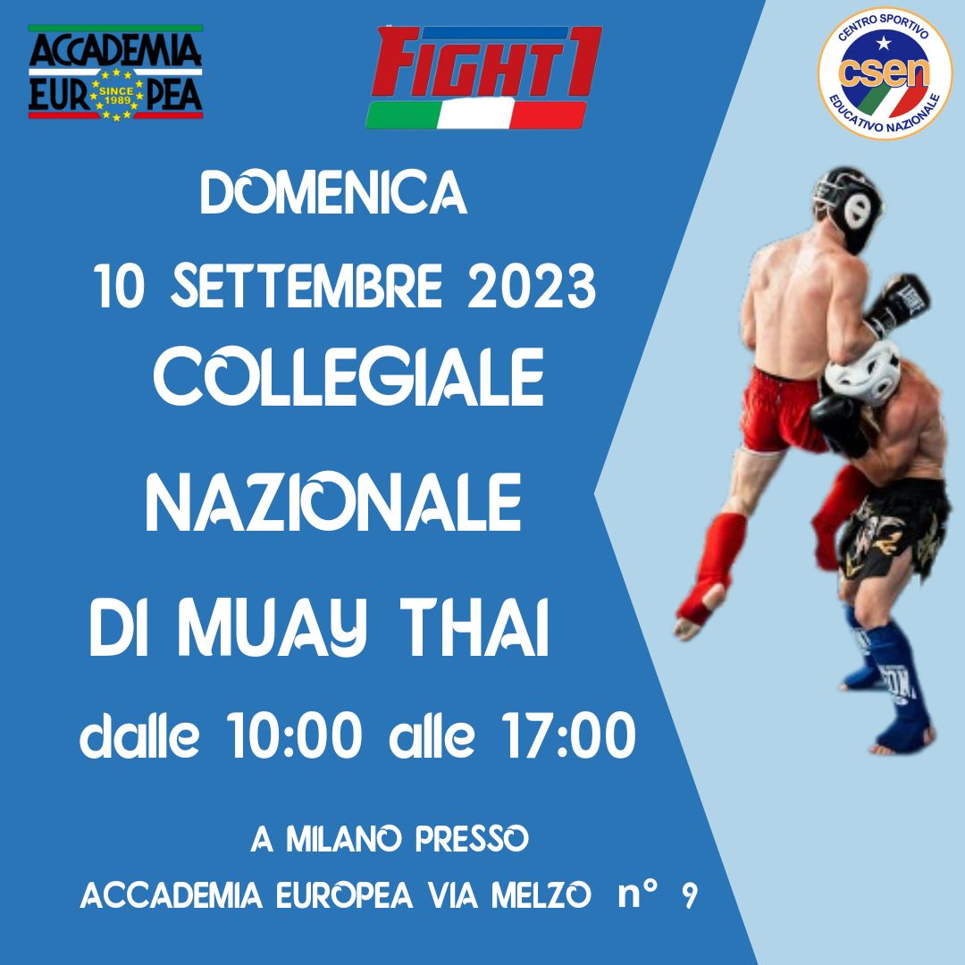 A MILANO DOMENICA 10 SETTEMBRE IL COLLEGIALE NAZIONALE DELLA MUAY THAI