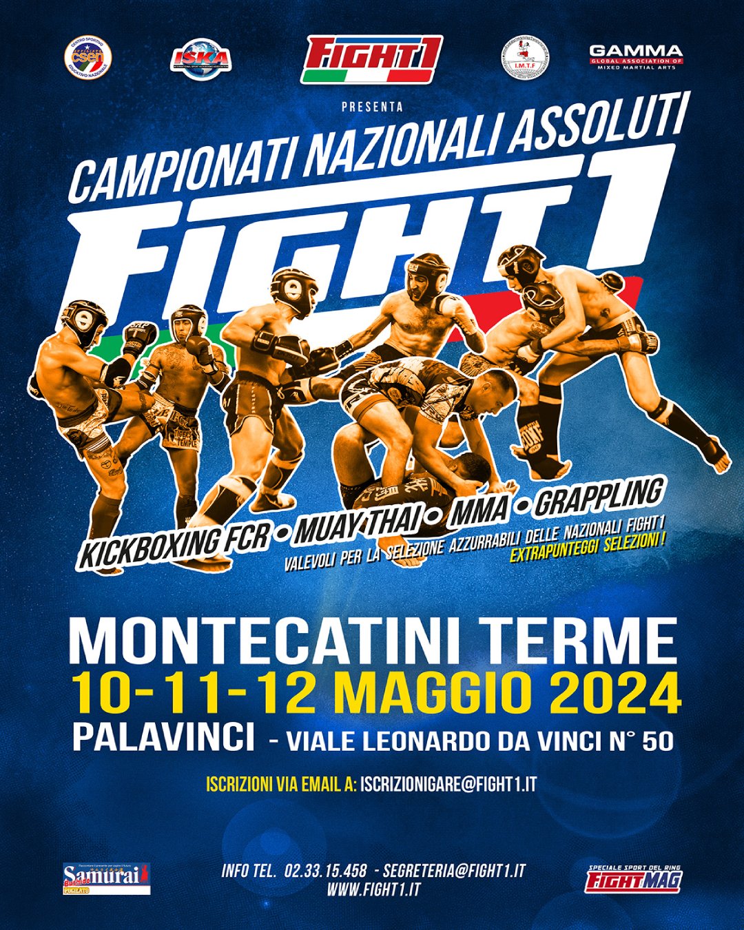 ECCO L’INFO PACK DEI CAMPIONATI NAZIONALI ASSOLUTI FIGHT1 A MONTECATINI TERME IL 10-11-12 MAGGIO 2024