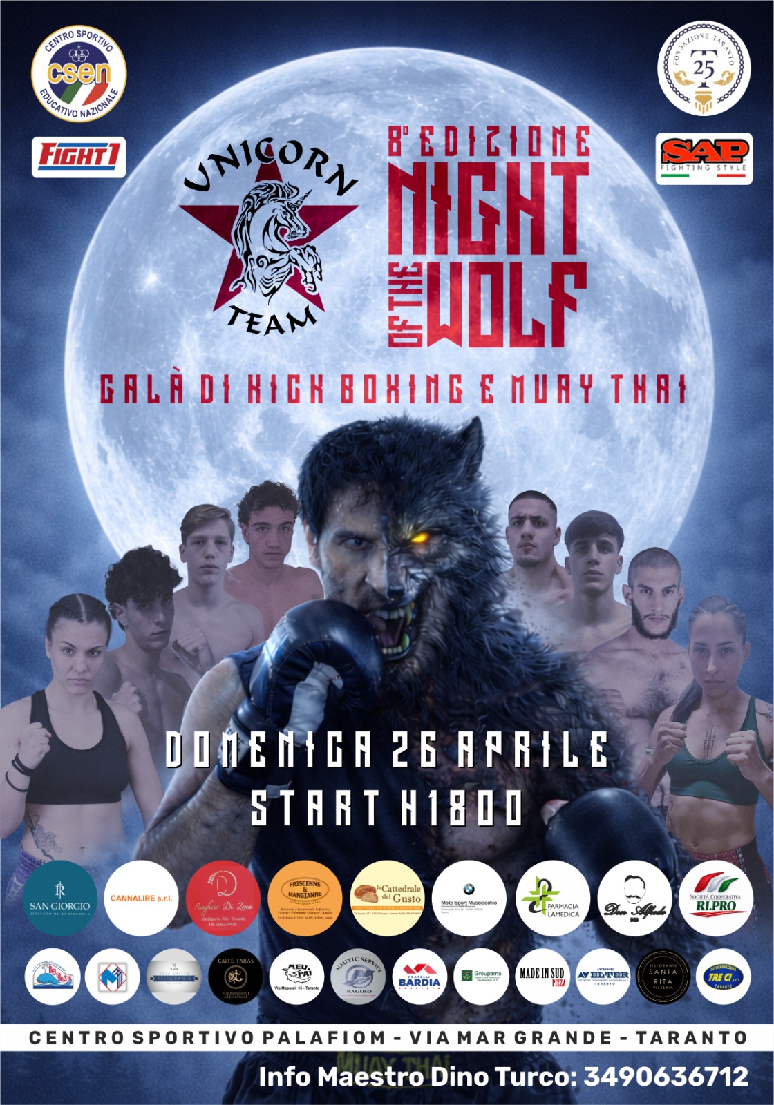 “Night of the Wolf”, spettacolo e adrenalina con Kickboxing e Muay Thai alPalafiom di Taranto