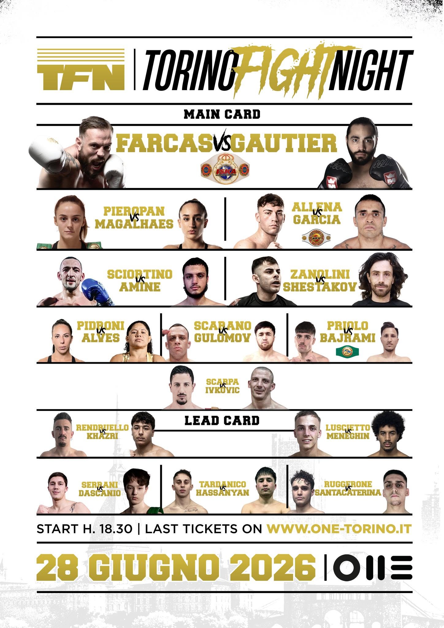 TORINO CAPITALE MONDIALE DEGLI SPORT DA COMBATTIMENTO: 3 TITOLI INTERNAZIONALI E BORDORING GIÀ SOLD OUT PER LA TORINO FIGHT NIGHT