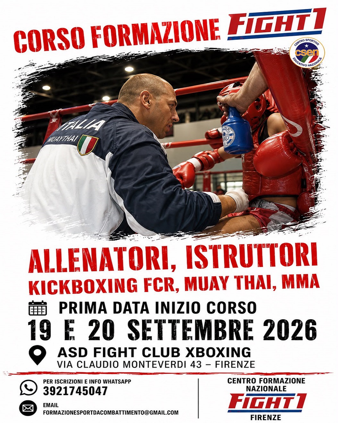 A SETTEMBRE PARTE LA FORMAZIONE INSEGNANTI FIGHT1 CSEN IN TOSCANA